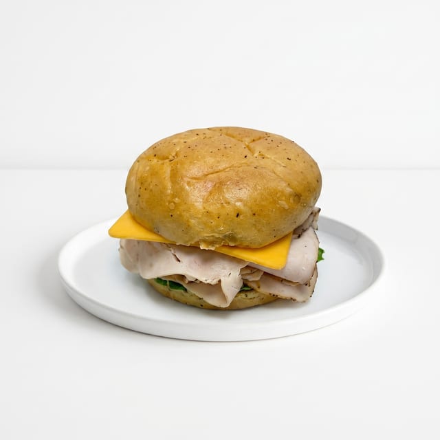 Cold Roast Turkey & Cheese Sandwich.